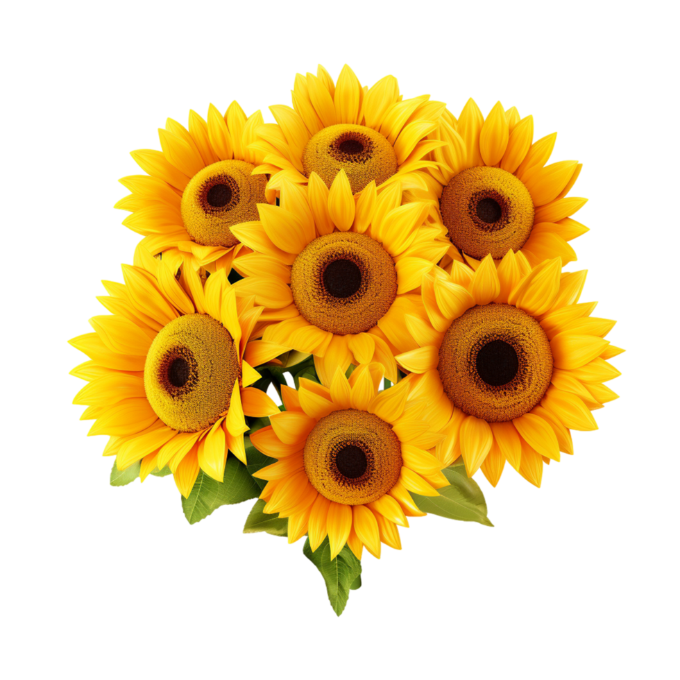 AI generated Beautiful nature bunch of sunflowers png
