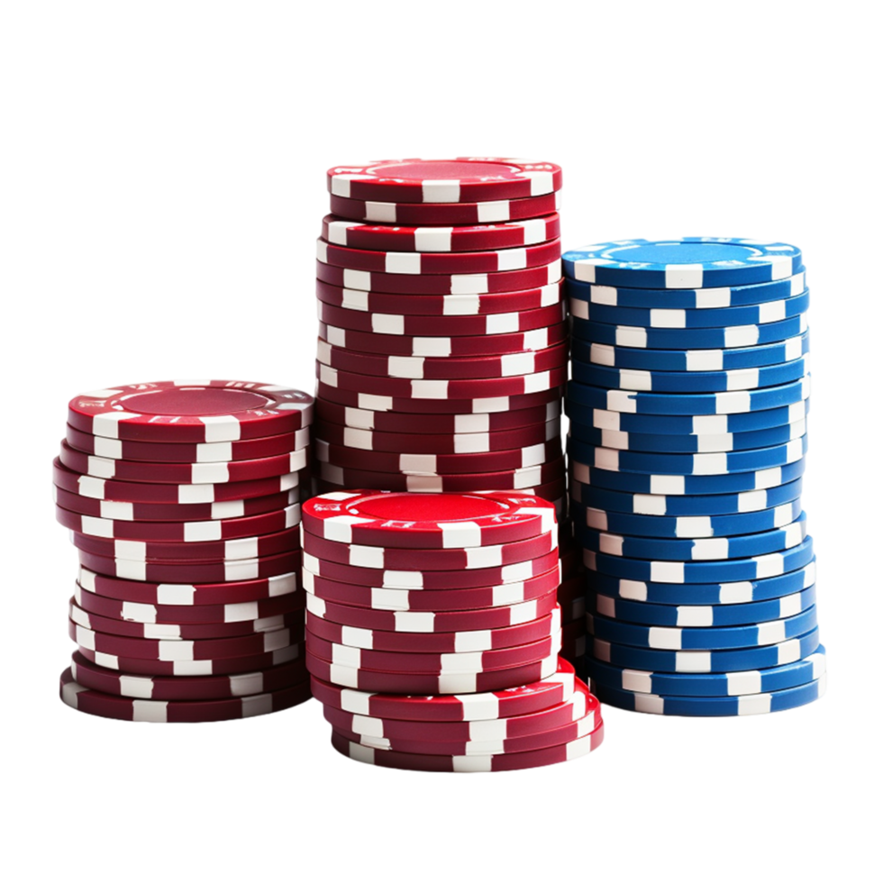AI generated Stacks of poker chips with one of them showing the number 3 on it png
