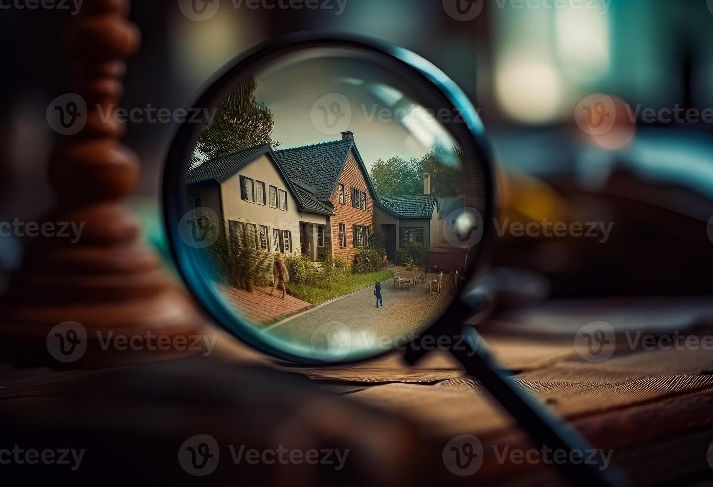 AI generated Magnifying glass focusing on house photo