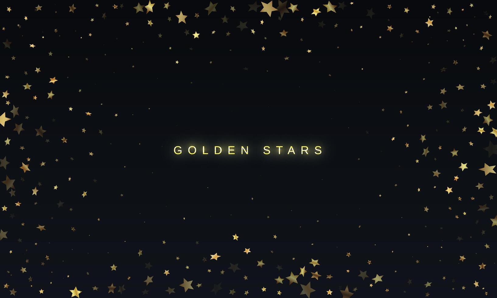 Background of gold stars on a dark background. Free space for text. Vector illustration.