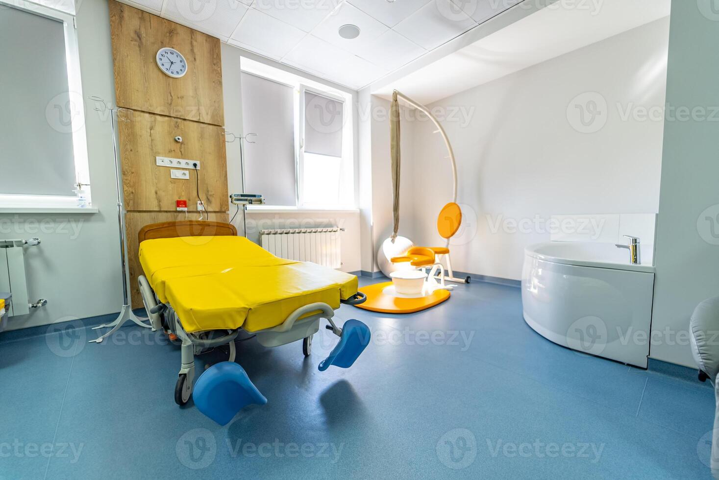 Comfortable modern maternity hospital ward. Medical baby healthcare. photo