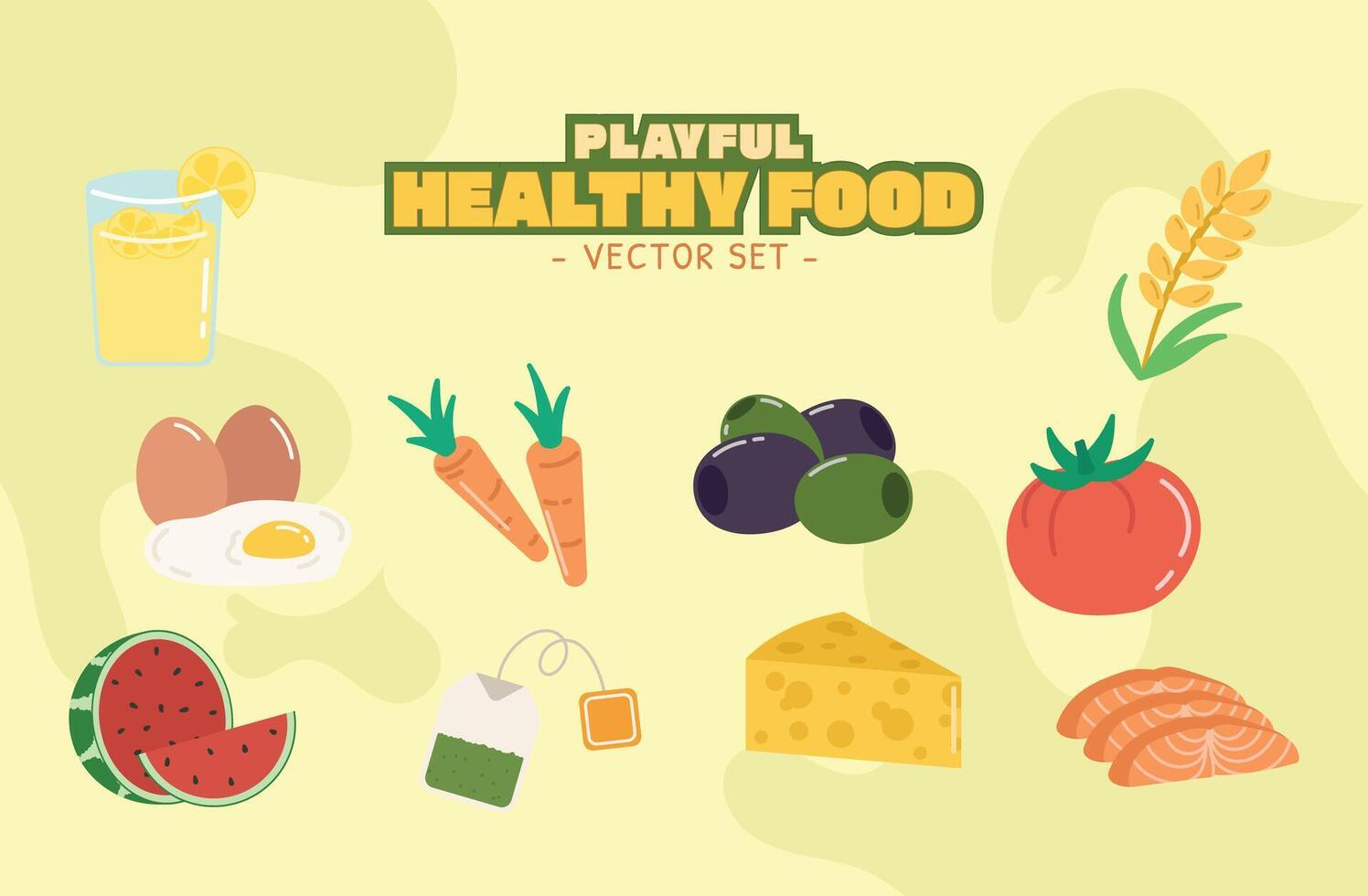 Playful Healthy Food Vector Set