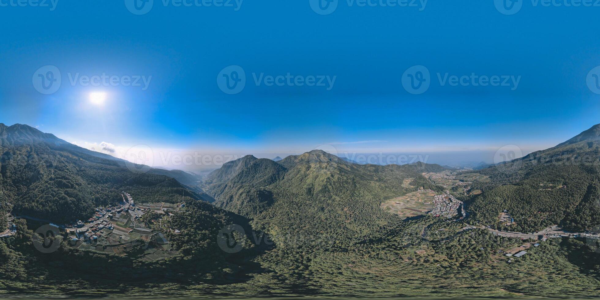 Aerial view peak of Lawu Mountain Indonesia with clear sky in the morning photo