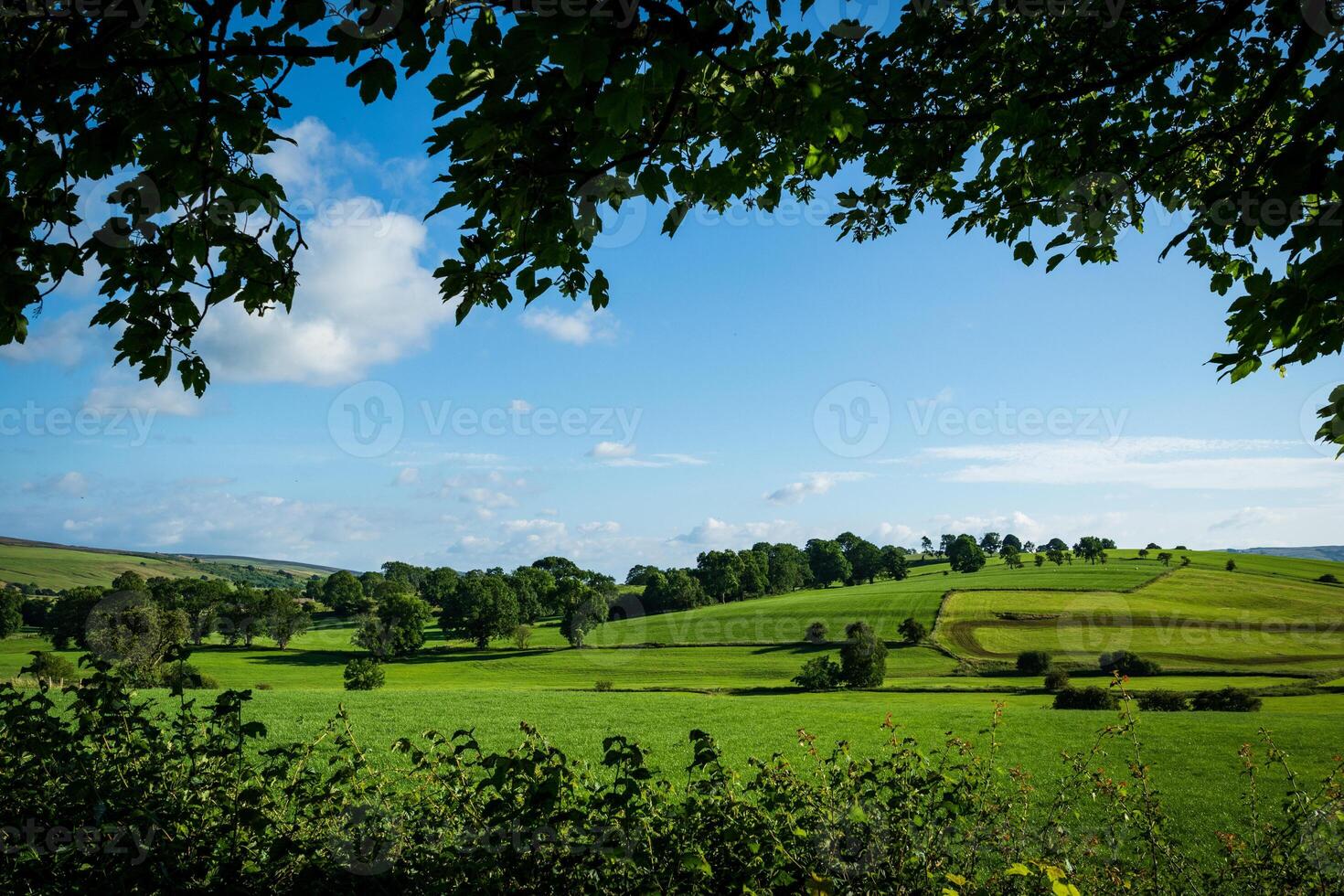 paisaje foto de el colinas y claro cielo en Yorkshire valles