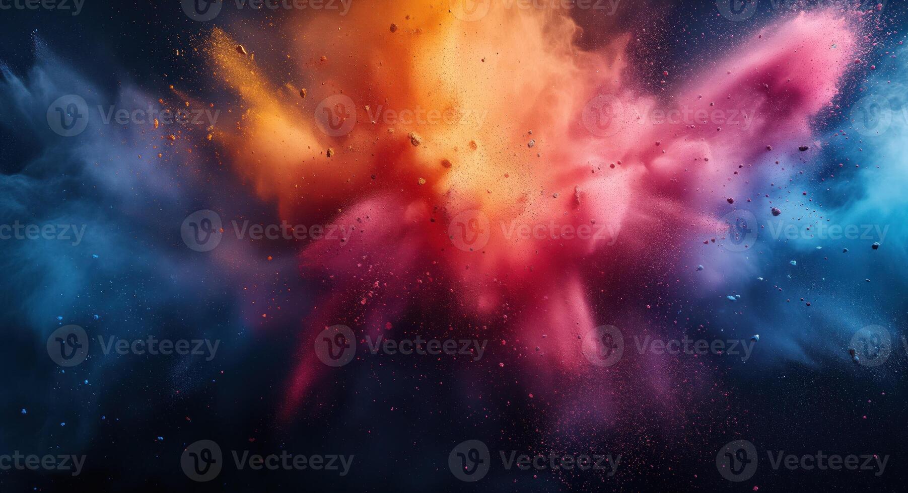 AI generated Color explosion colorful rainbow powder flight explosion photo