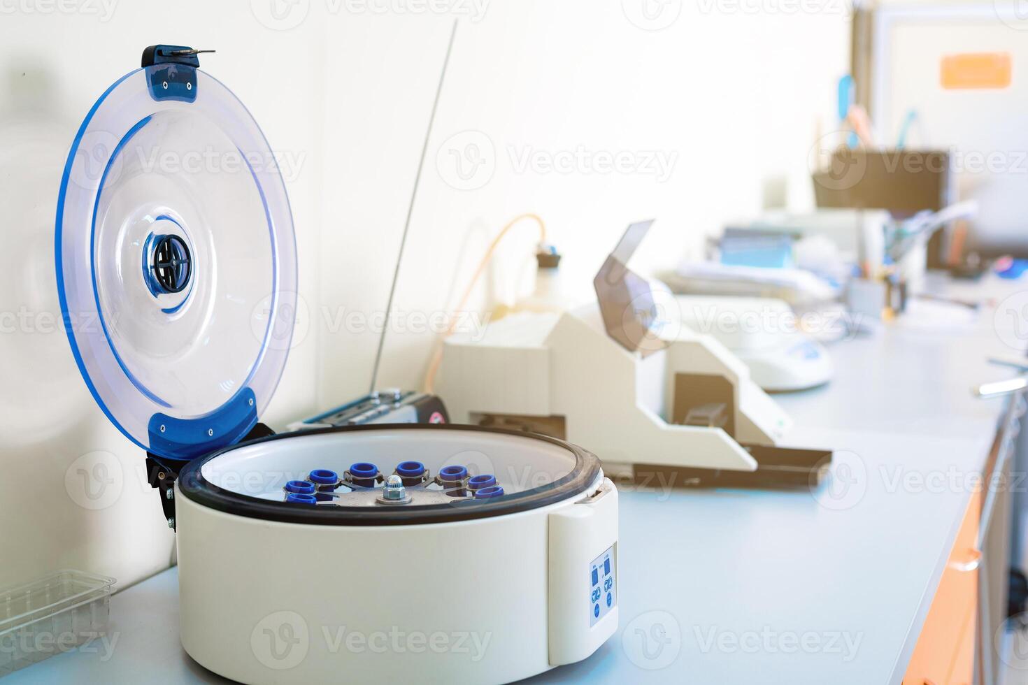 Medical centrifugal machines in hospital. Medical equipment. Blood test photo