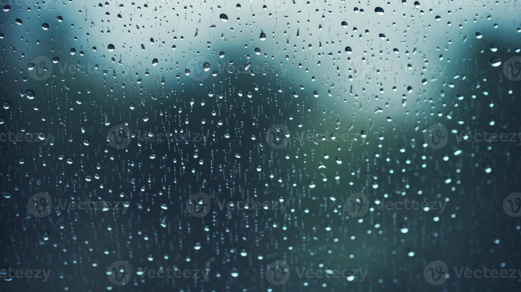 AI generated Raindrops on a windowpane in a moody scene photo