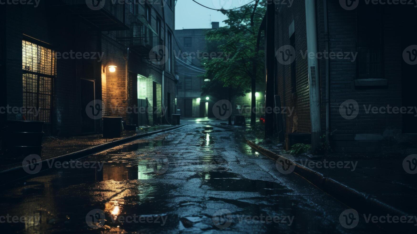 AI generated Moody urban alley with a cinematic touch photo