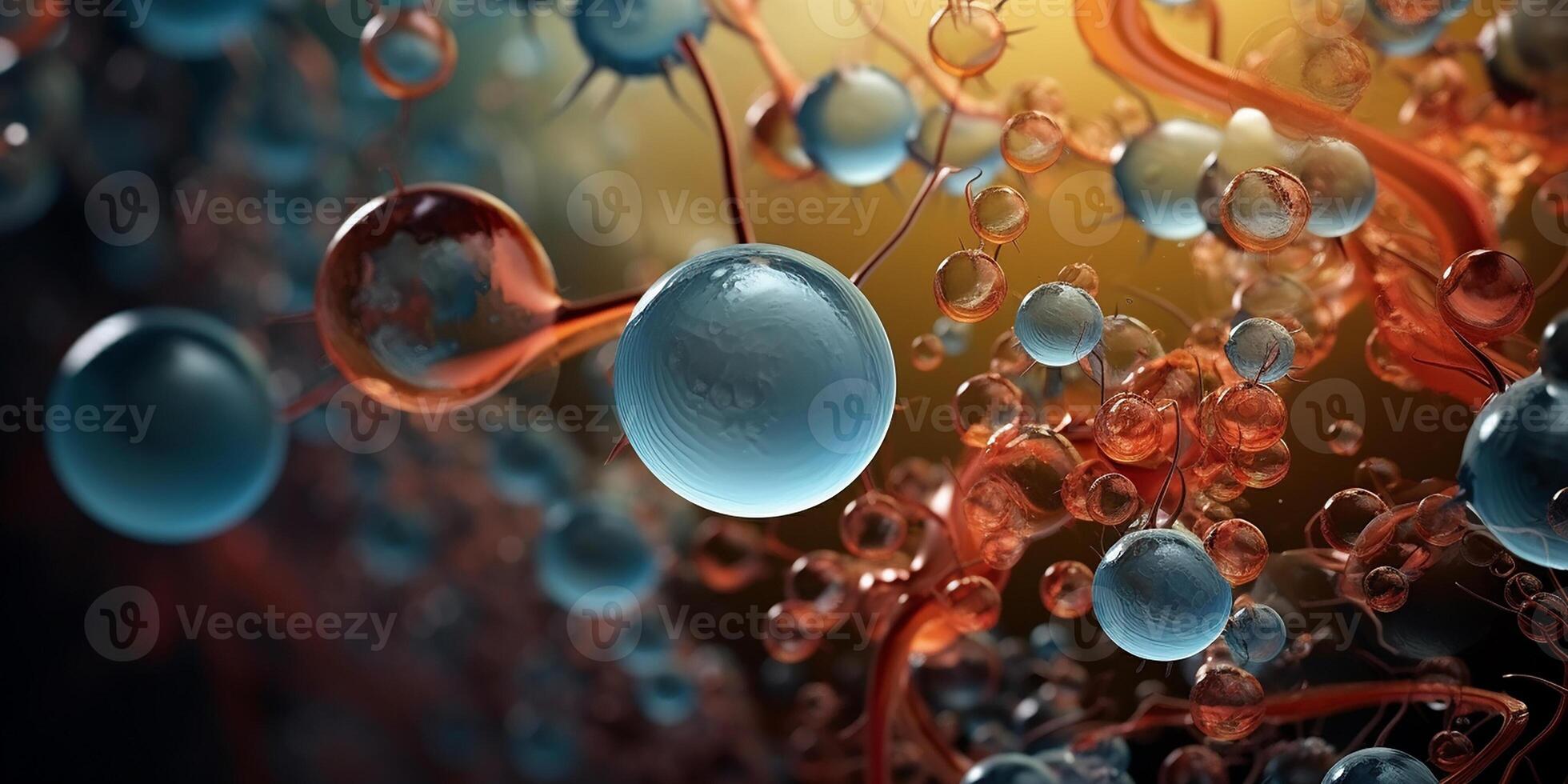 AI generated Realistic image of bacteria, microorganisms. macro photography. Gut bacteria, good and bad bacteria, microbiome, bacteria in the digestive system photo