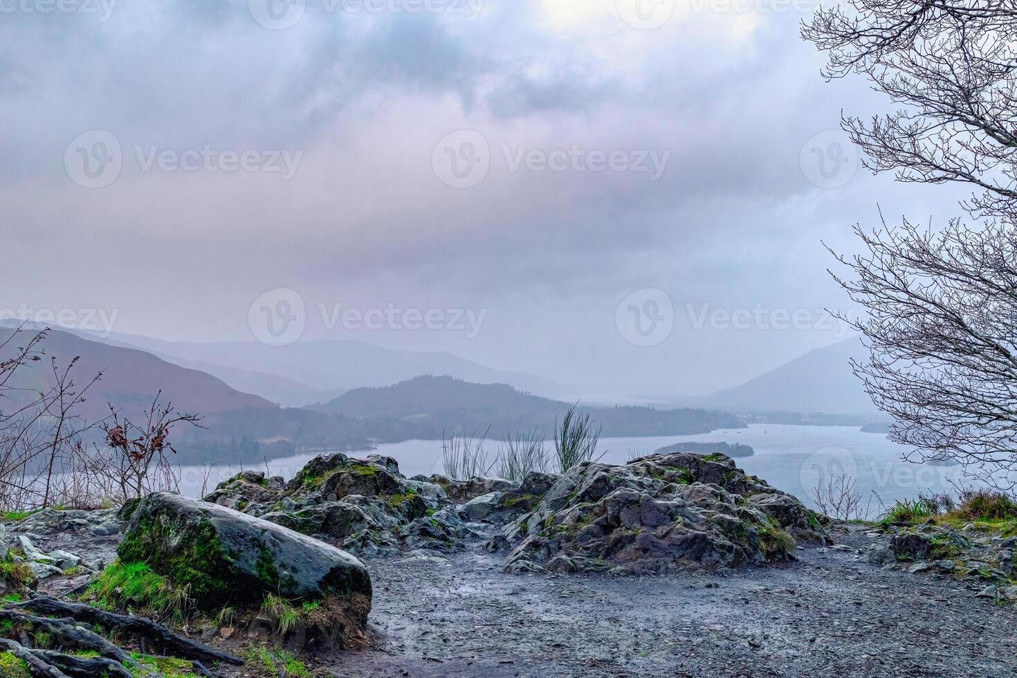 Beautiful photo of the lake and mountains in Lake District.