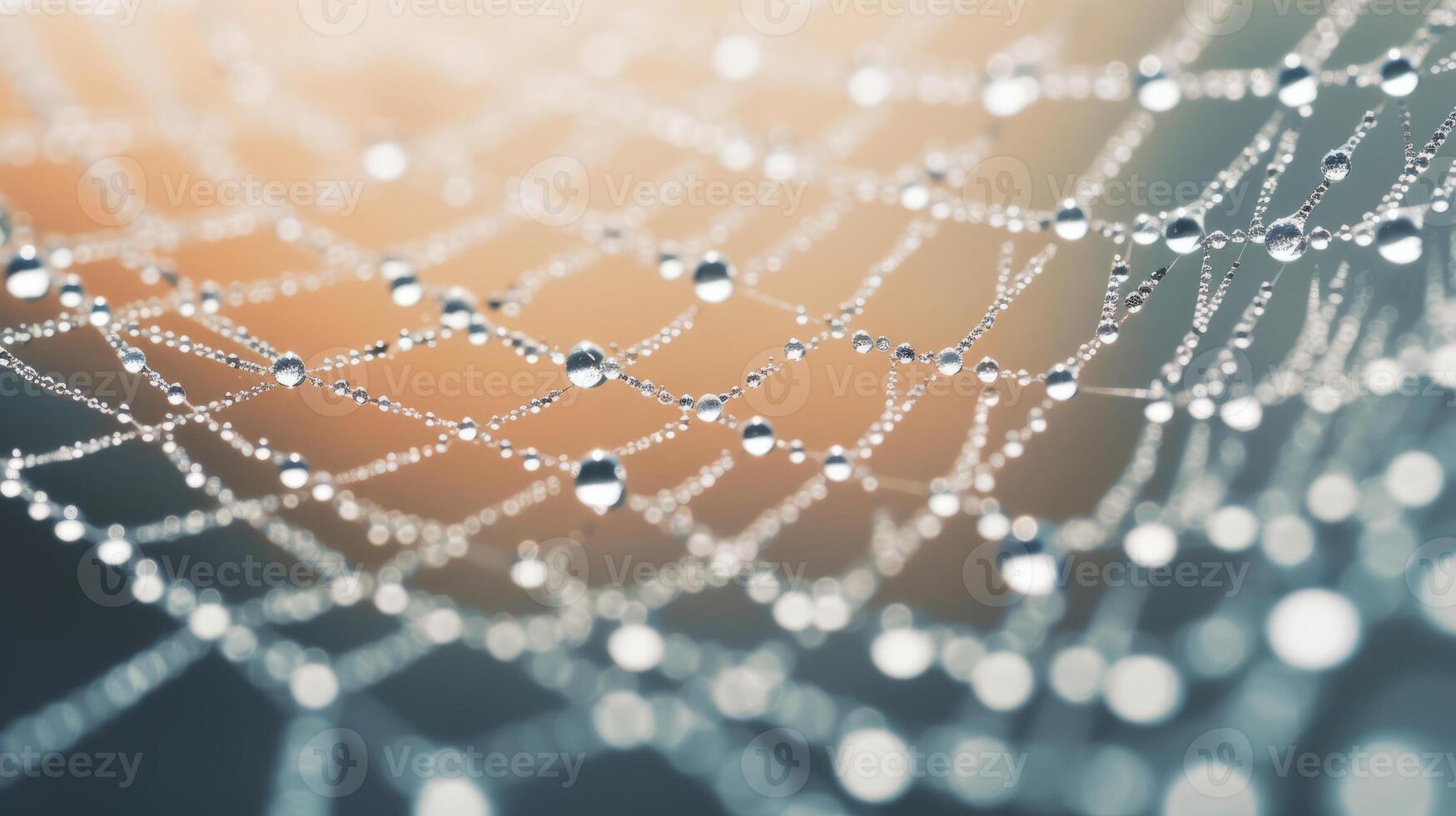 AI generated Hyper zoom macro shot of a dewy spiderweb photo