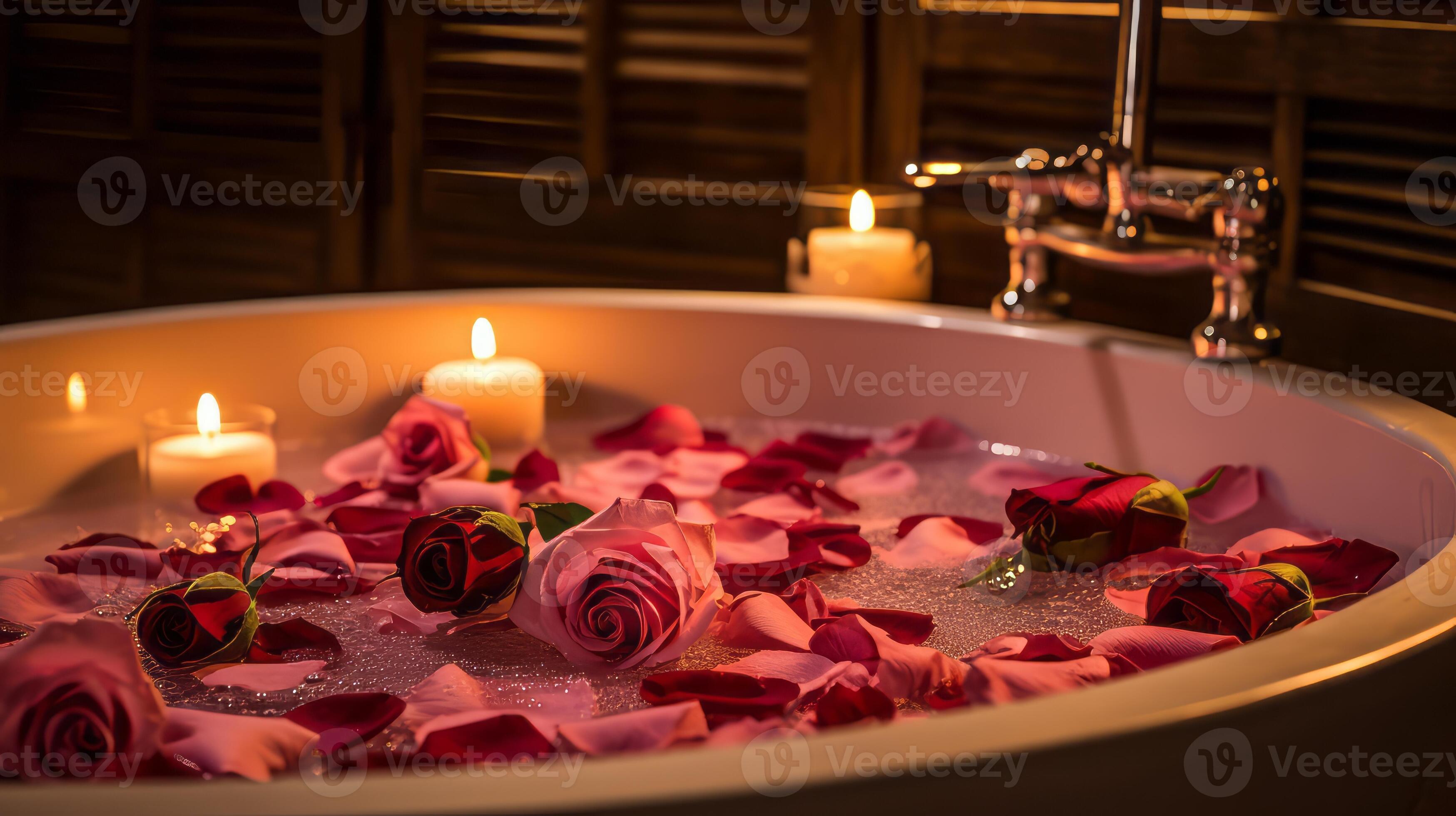 AI generated Rose petal bubble bath 39639588 Stock Photo at Vecteezy