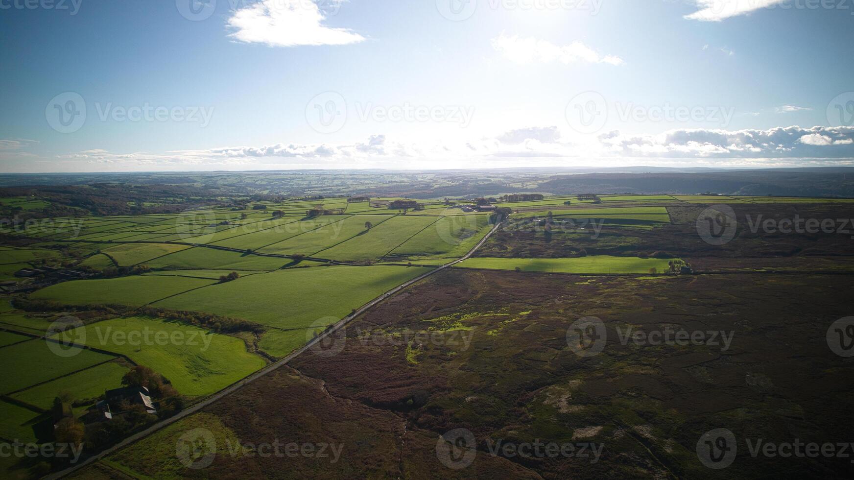 Aerial view of the countryside in England during the summer photo