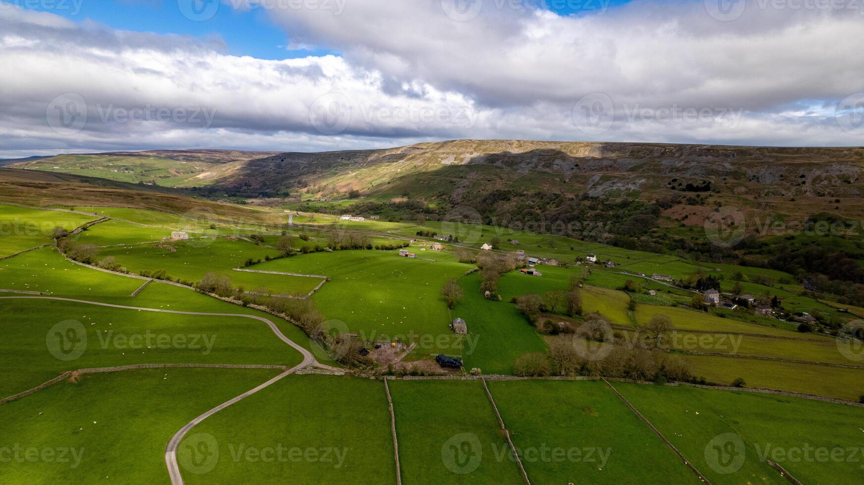 Aerial view of the hills and fields in Yorkshire photo