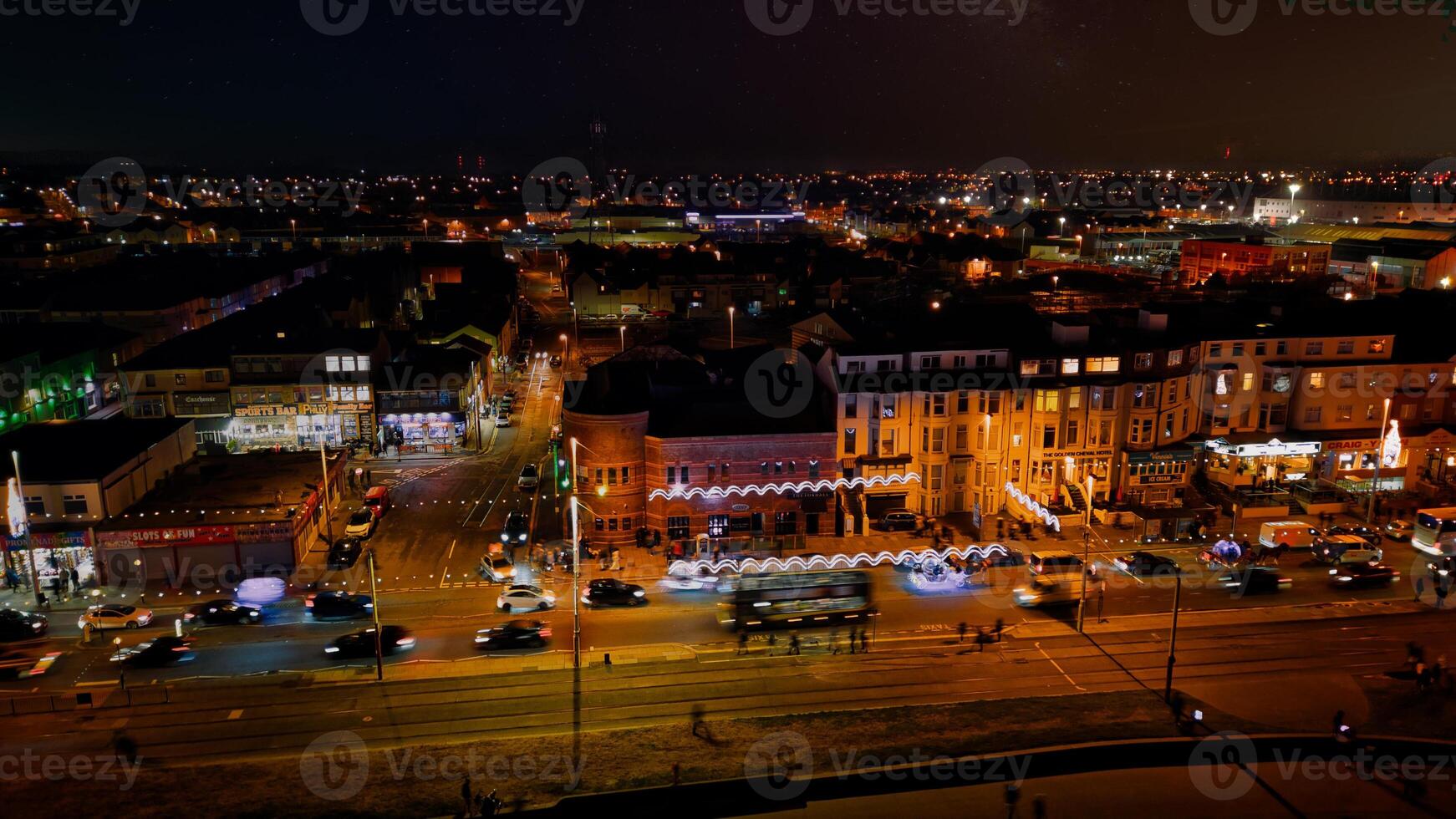 Night time in Blackpool, England photo