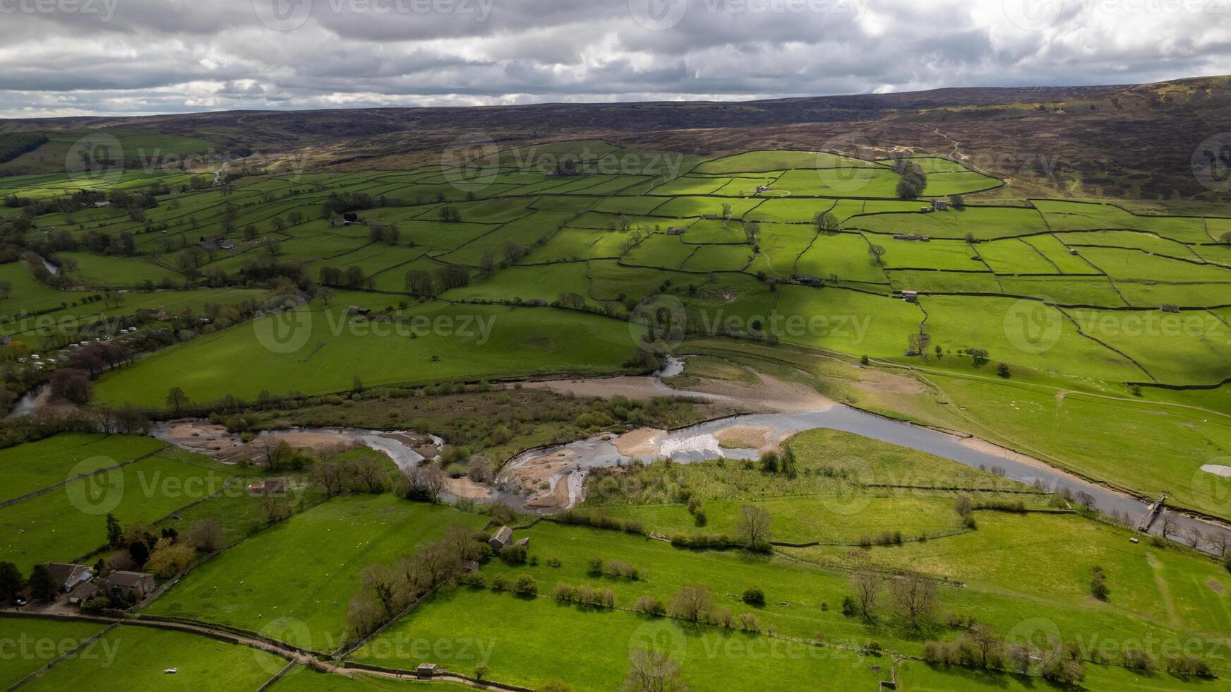 Aerial photo of the hills and clouds in Yorkshire