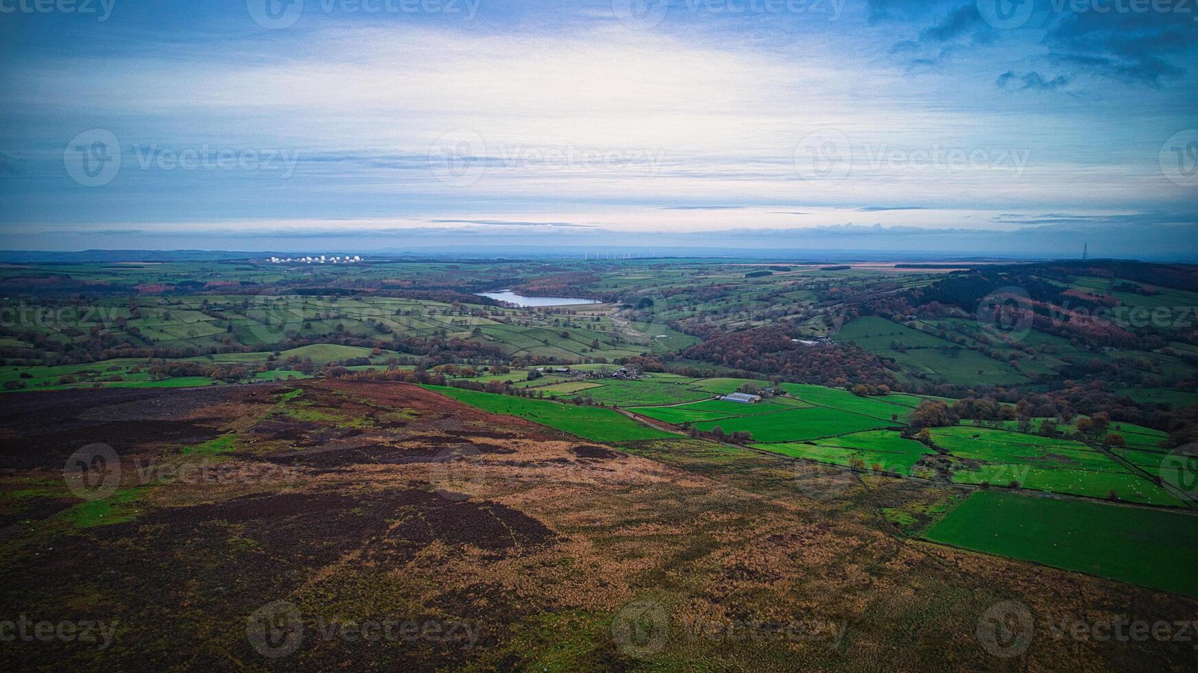 Aerial view of the farm land in Yorkshire photo