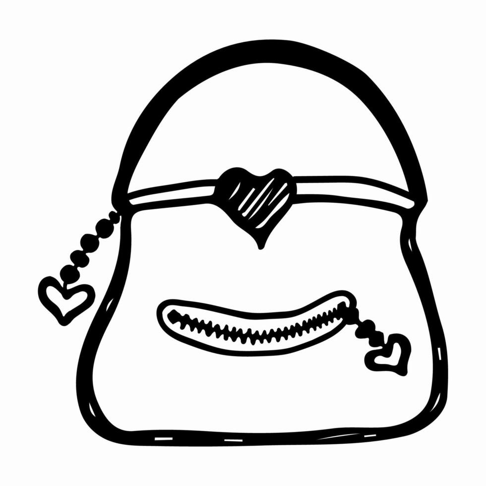 Black and white sketch of a small handbag. The design of the clutch. vector