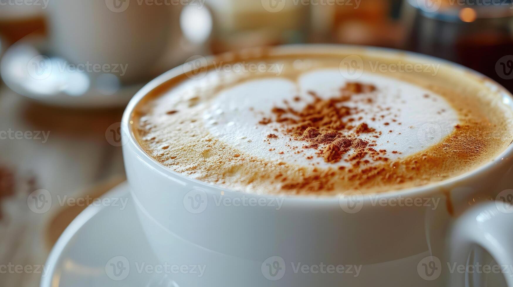 ai generado de cerca ver de capuchino con Leche espuma, ai generado. foto