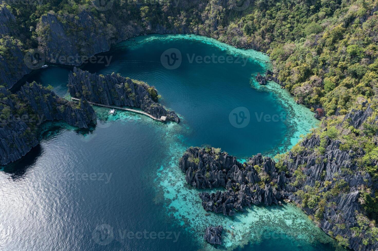 Aerial view of Twin Lagoon in the Philippines photo