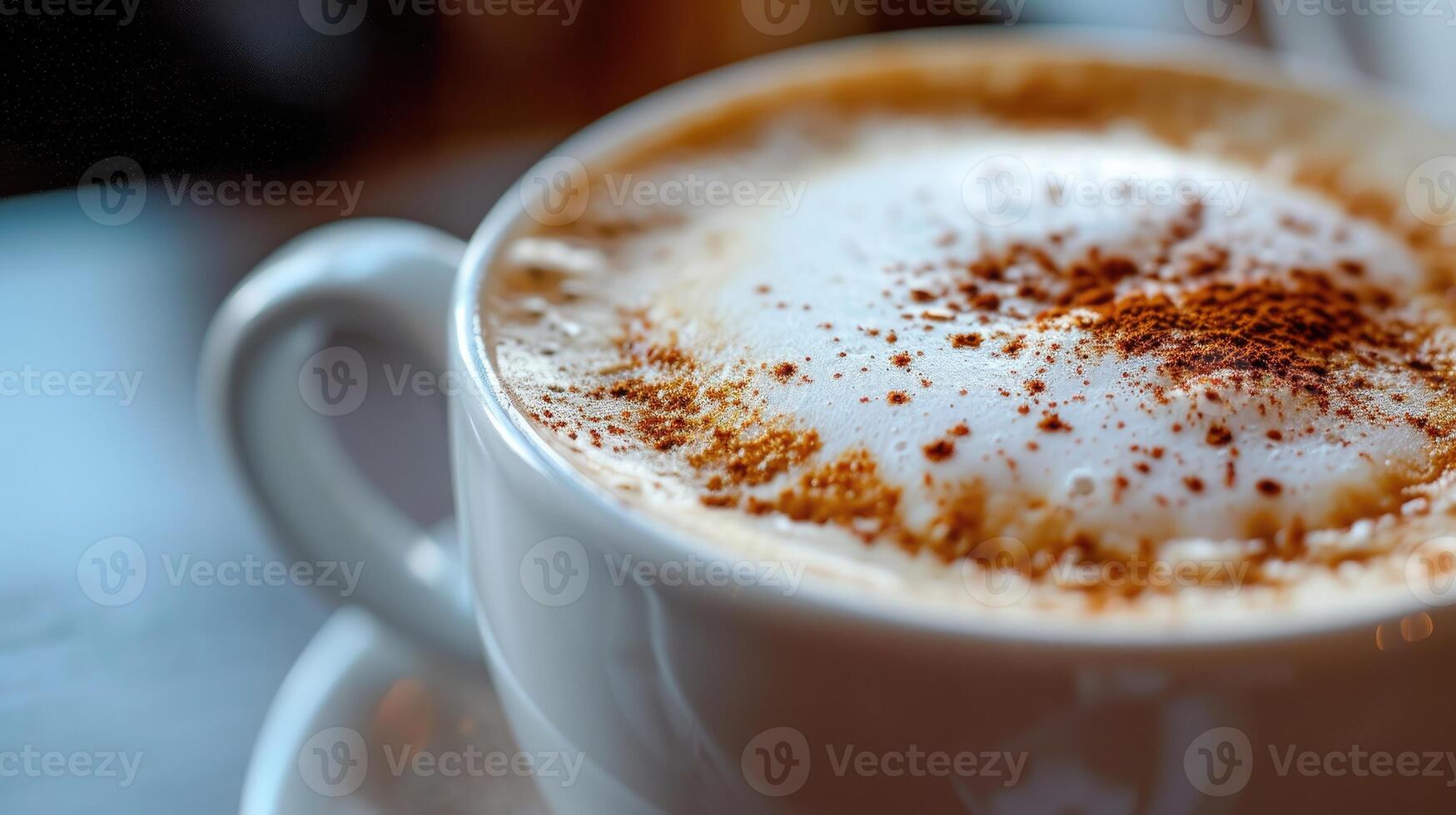 ai generado de cerca ver de capuchino con Leche espuma, ai generado. foto