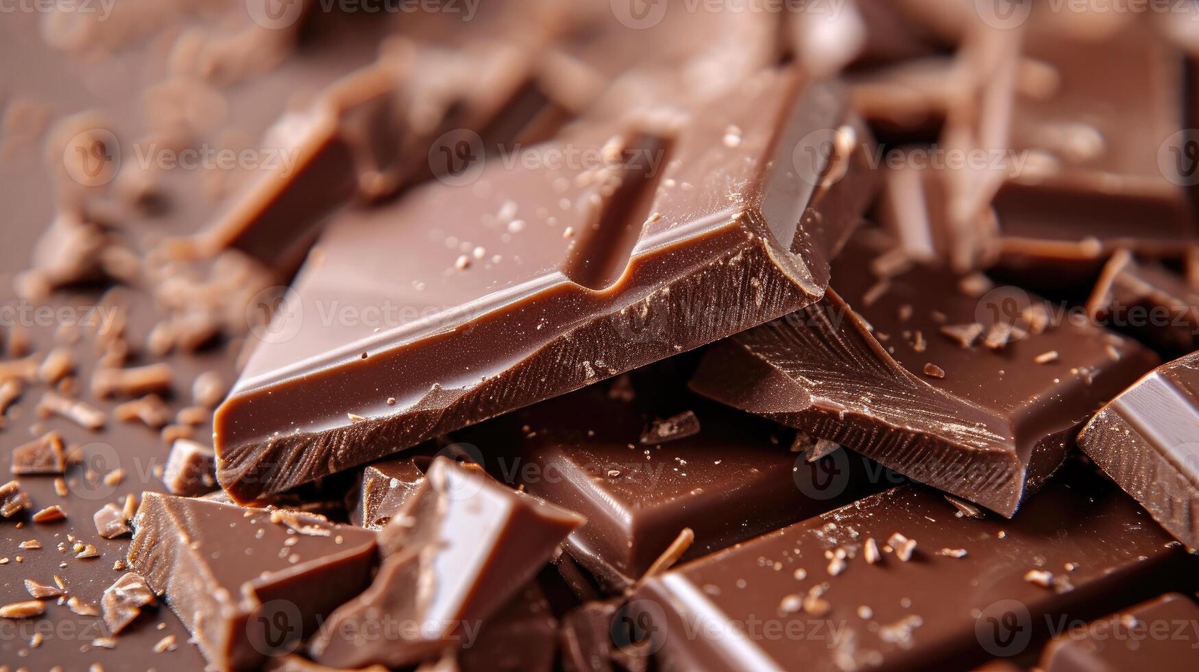 AI generated Milk chocolate pieces create a delectable and textured surface. Tempting, Ai Generated. photo
