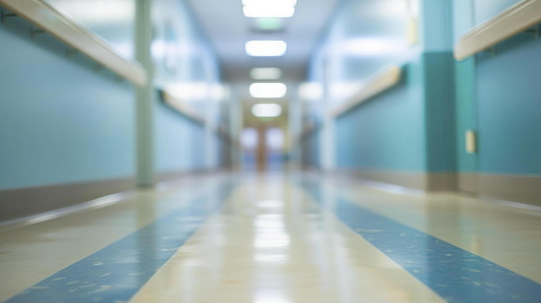 AI generated Blurred Hospital Corridor Soft Focus Image Capturing the Busy Atmosphere of a Healthcare Facility photo