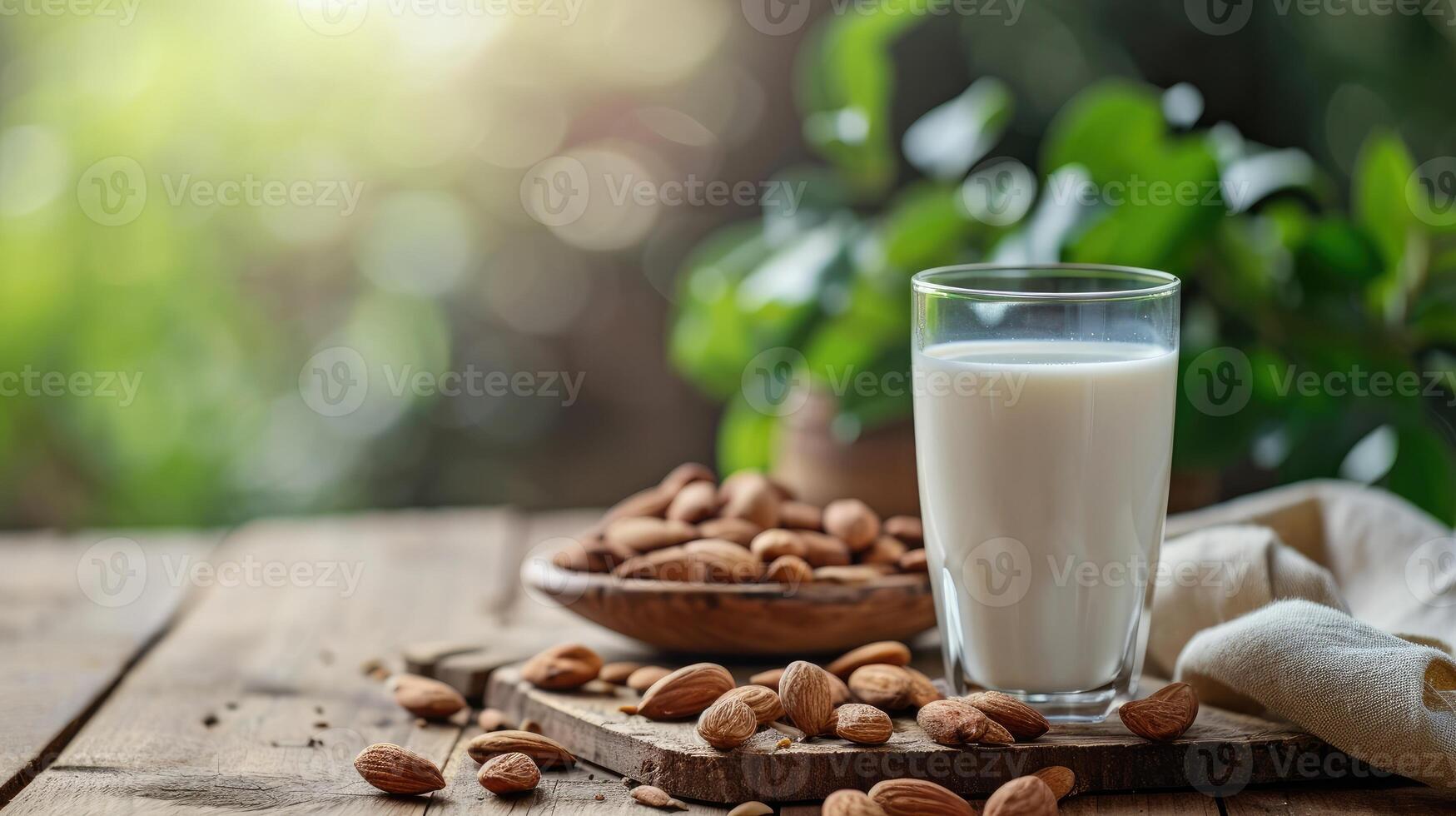 ai generado puro almendra bondad, un cremoso vaca Leche alternativa, ai generado. foto