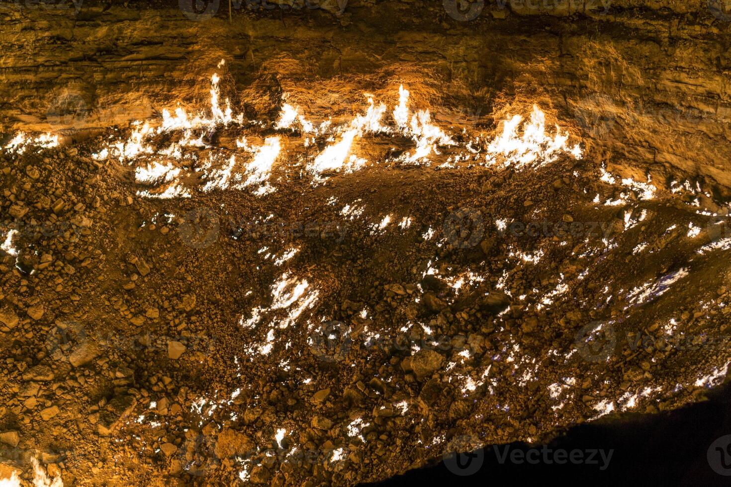 Darvaza Gas Crater, Derweze, Turkmenistan during the night. photo