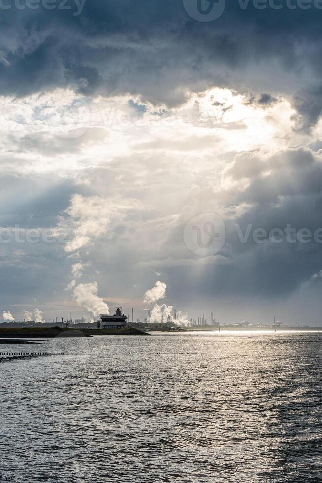 View of the Dow chemical plant from the harbour of Terneuzen. photo