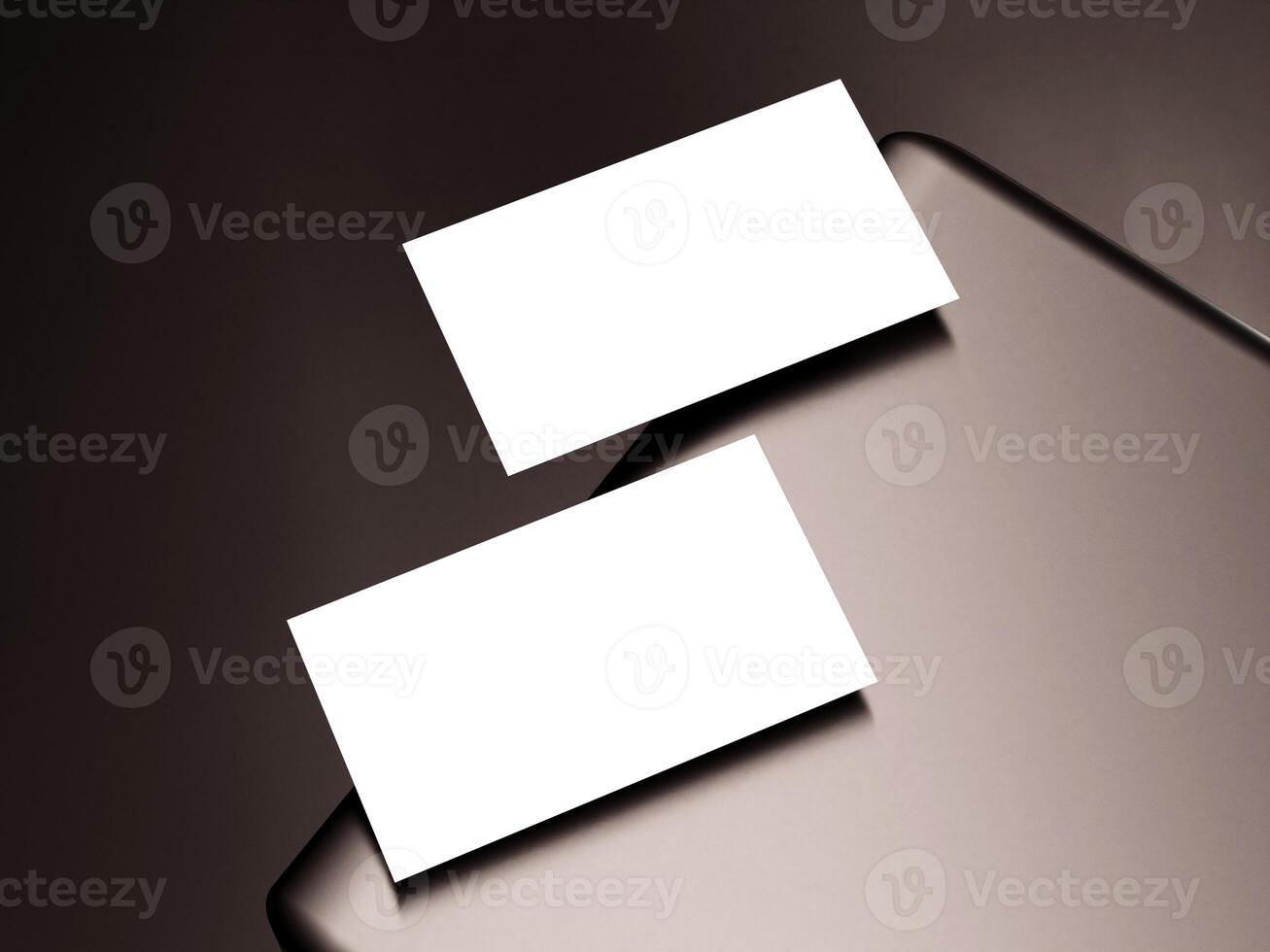 Business card mockup template on dark background photo