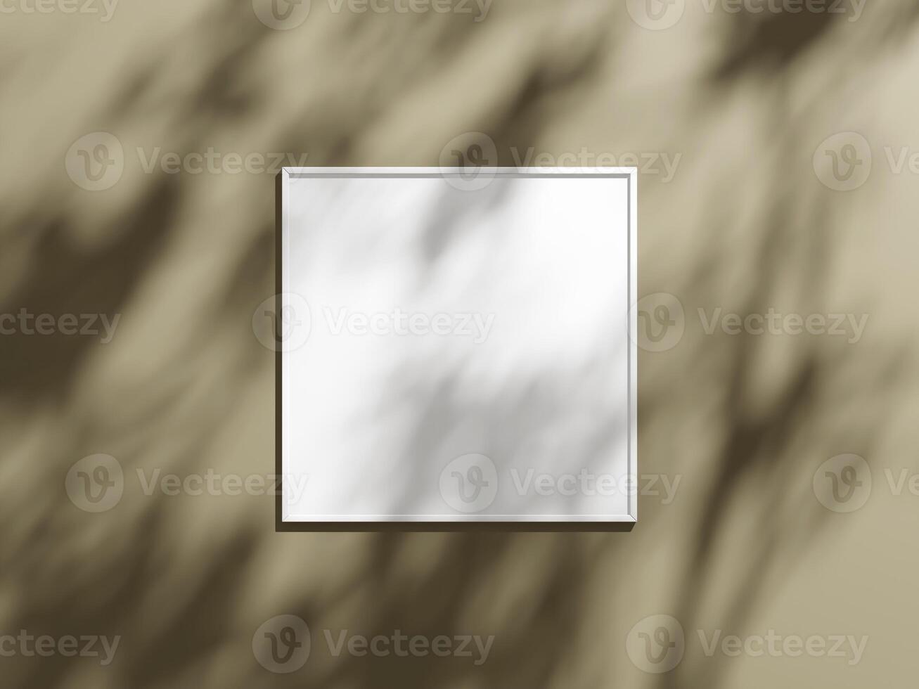 Minimal picture poster frame mockup on brown wallpaper photo