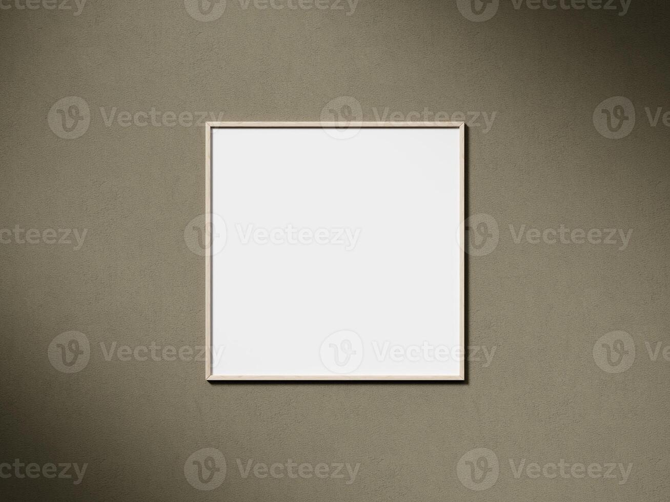 Blank picture frame mockup on brown wall. Brown living room design. View of interior with artwork mock up on wall. photo