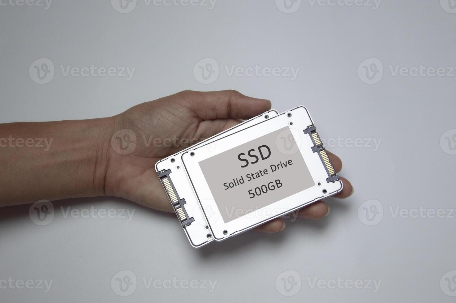 SSD disk drive placed on white background, high speed SSD, SSD sata port photo