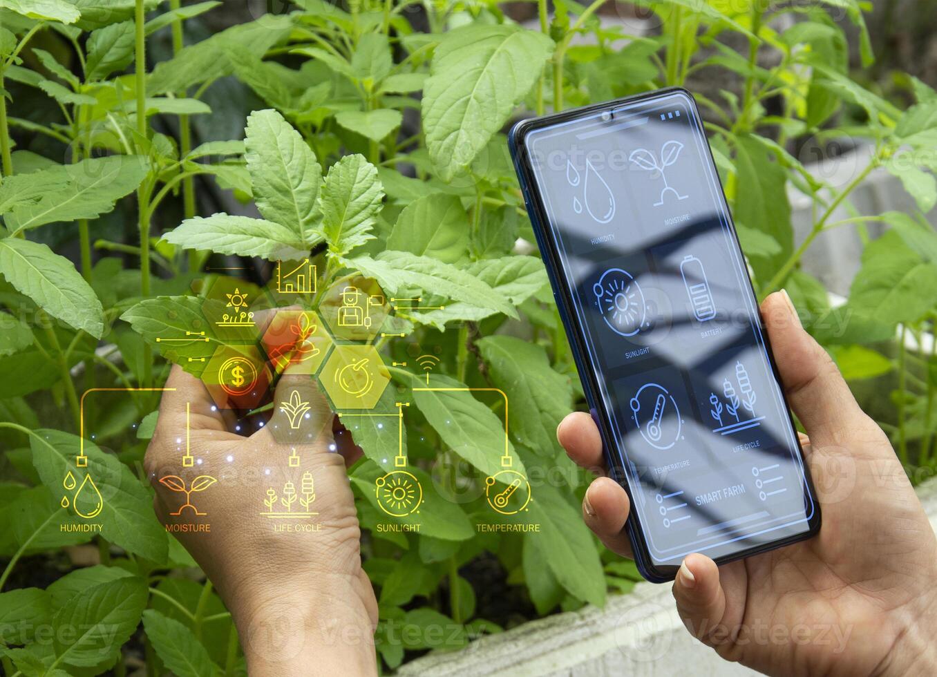 el concepto de utilizando ai y inteligente agricultura foto