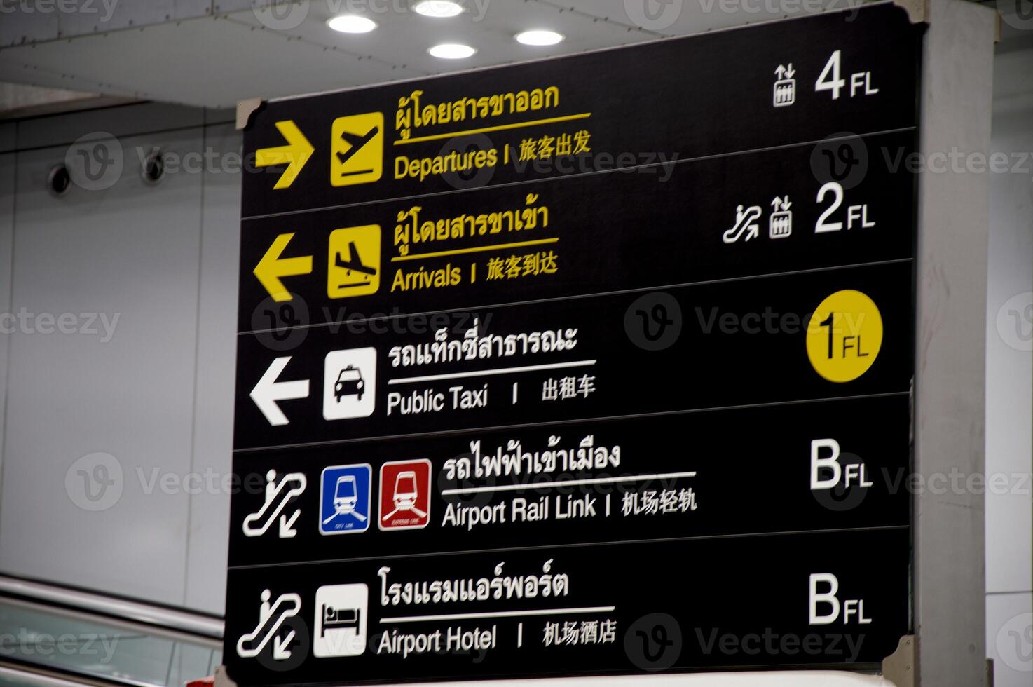 Navigation signs that can be seen along Public places such as airport, train station photo