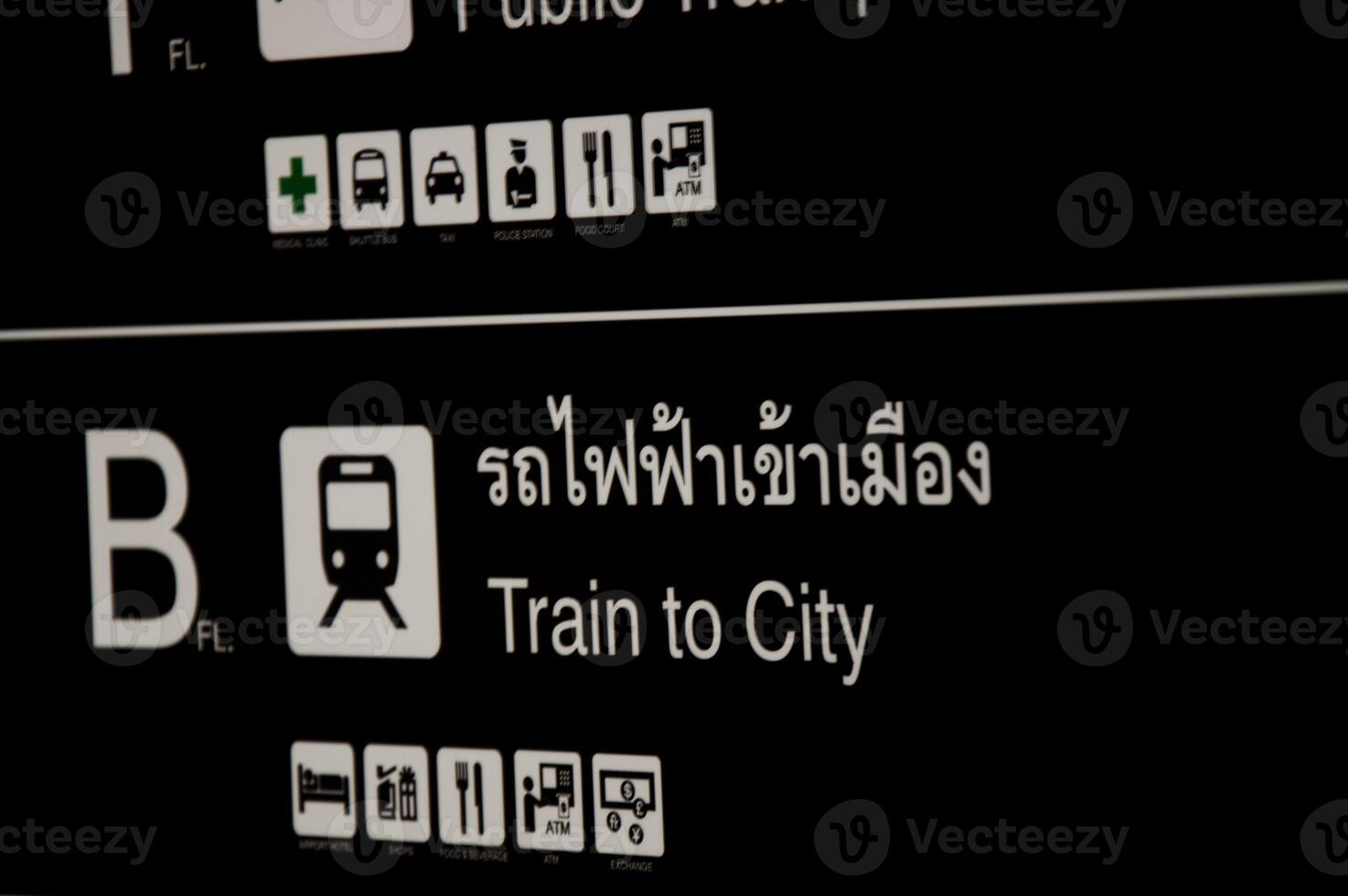 Navigation signs that can be seen along Public places such as airport, train station photo