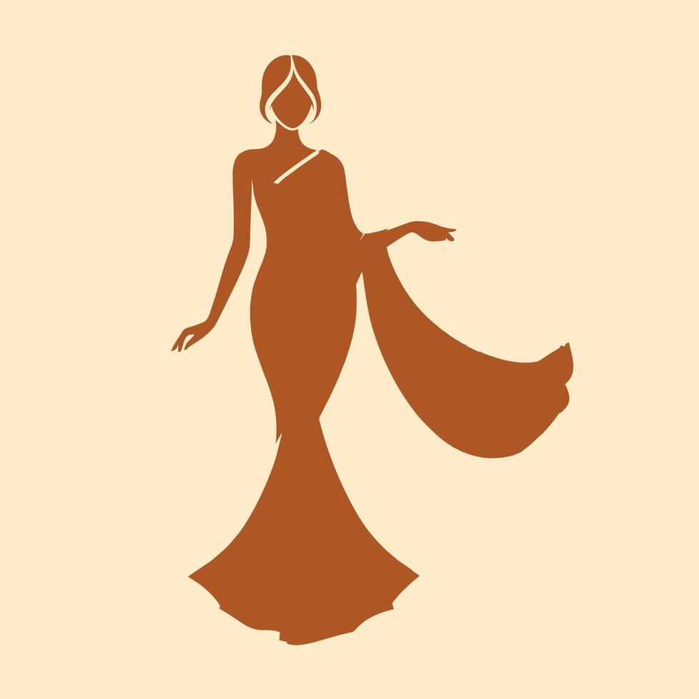 AI generated Vector saree with women figure clothing logo design