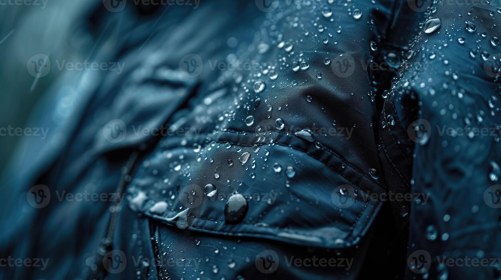 AI generated Close-up of a jacket adorned with water droplets, adding a sleek and modern touch. Ai Generated. photo