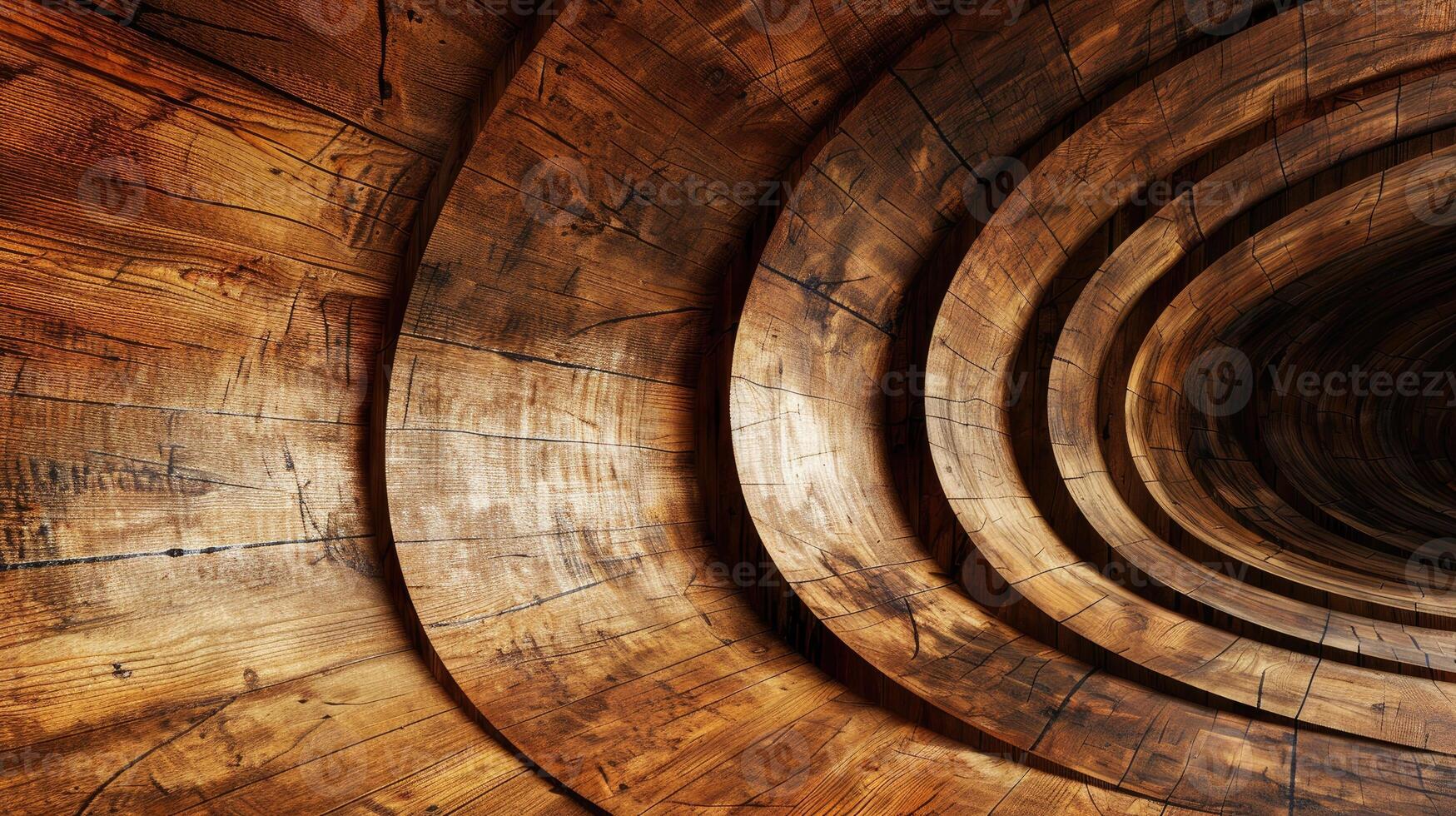 AI generated gracefully curved wooden backdrop. Ai Generated. photo