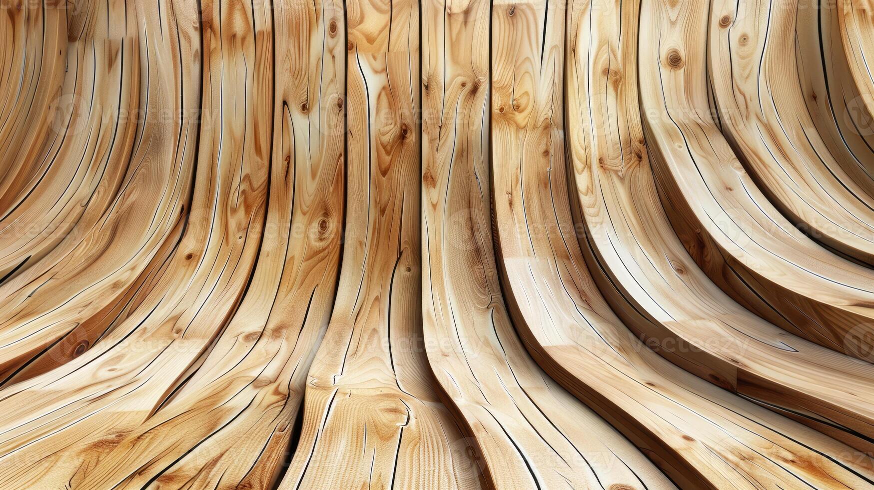 AI generated gracefully curved wooden backdrop. Ai Generated. photo