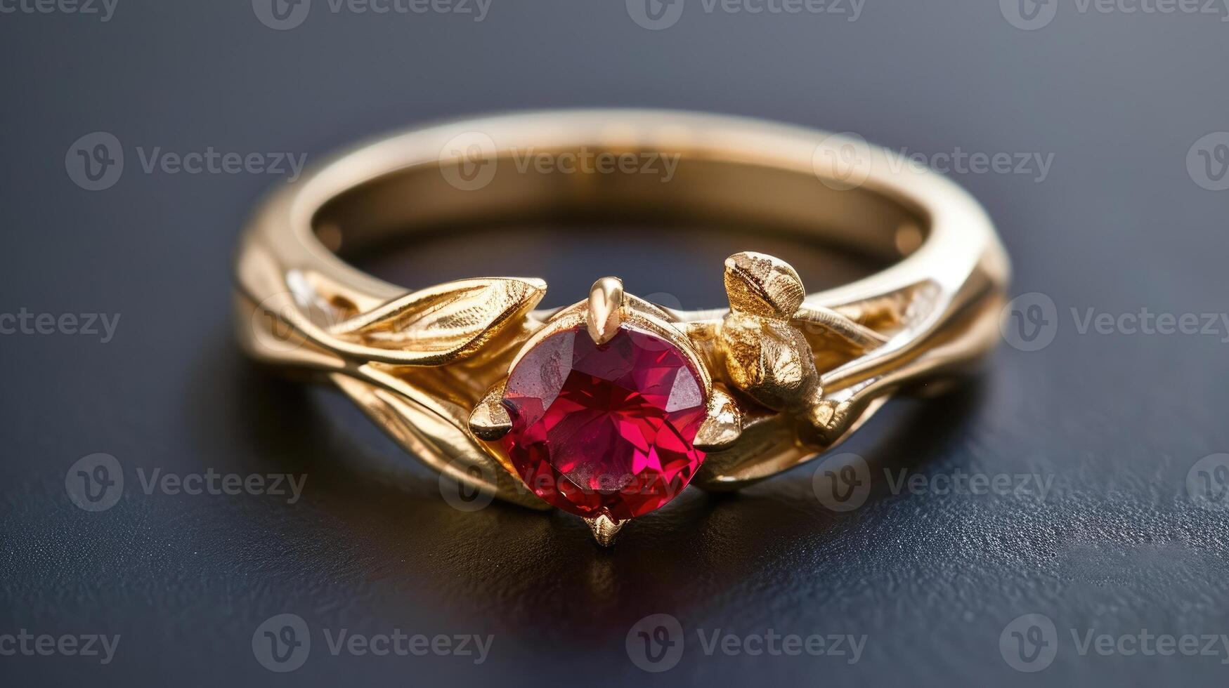 AI generated A ruby gold ring, a symphony of elegance and opulence, graced with the rich glow of precious metal and vibrant gem, Ai Generated. photo