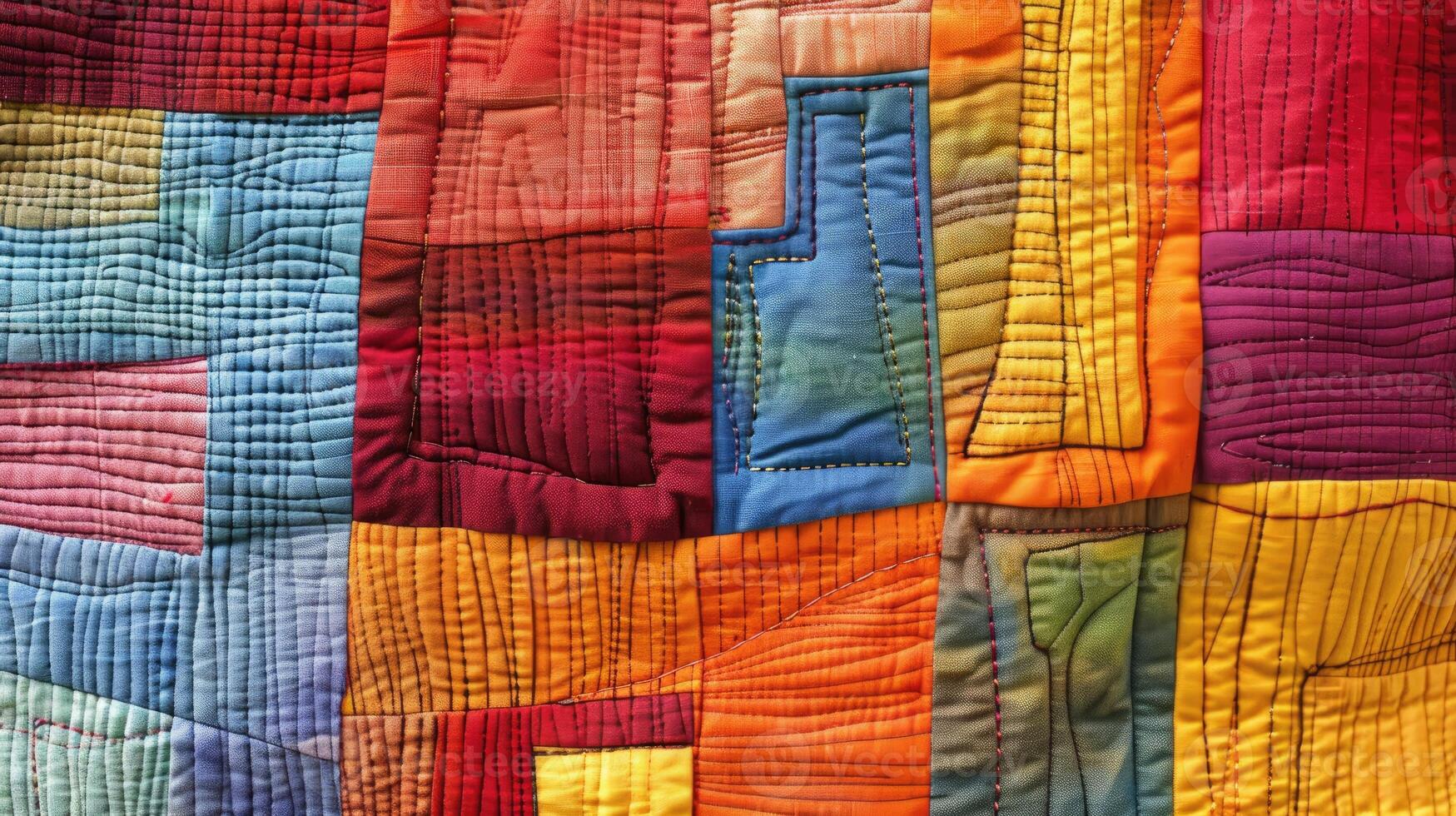AI generated Contemporary quilted wall hanging featuring an abstract pattern. Ai Generated photo