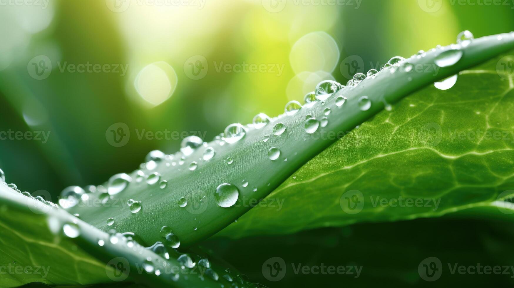 AI generated Aloe vera adorned with water drops takes center stage in a breathtaking natural setting, Ai Generated. photo