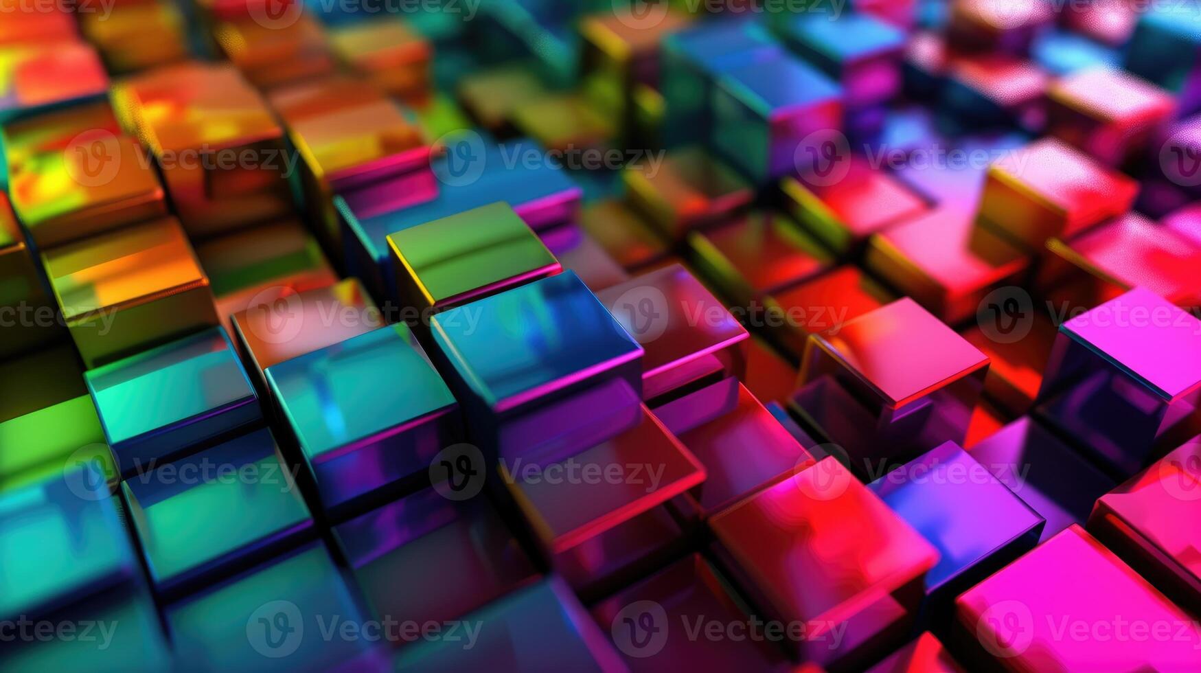 AI generated Step into a futuristic cyberspace crafted from vibrant, colorful cubes. Immersive, Ai Generated. photo