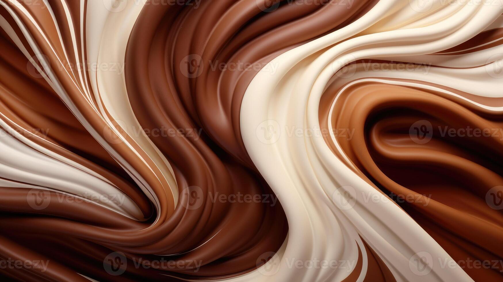 AI generated Abstract swirls of chocolate and cream satin fabric create a luxurious and artistic display. Ai Generated. photo