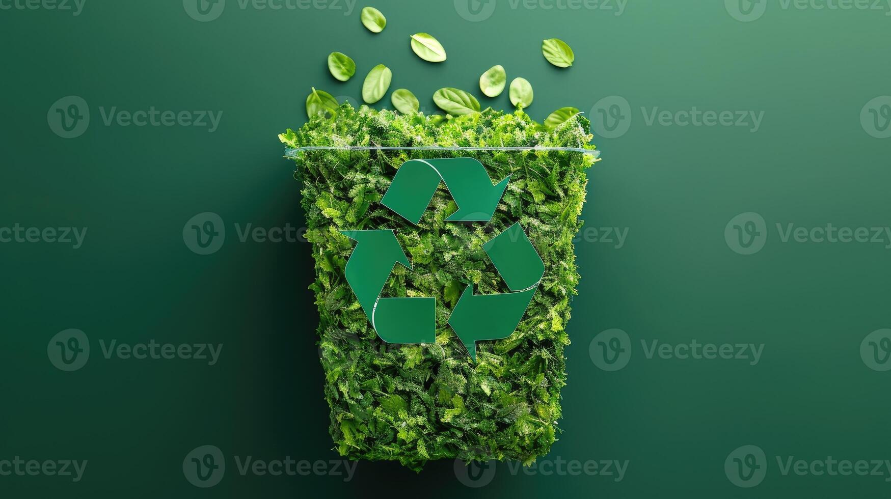 AI generated Recycling concept in vibrant green, symbolizing eco-friendly practices for a sustainable future, Ai Generated. photo