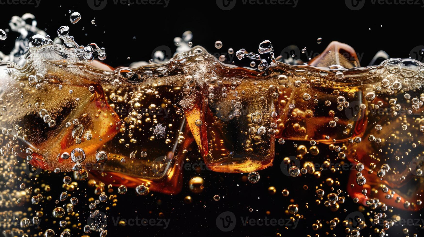 AI generated Soda water bubbles splashing underwater against a black background. Ai Generated photo