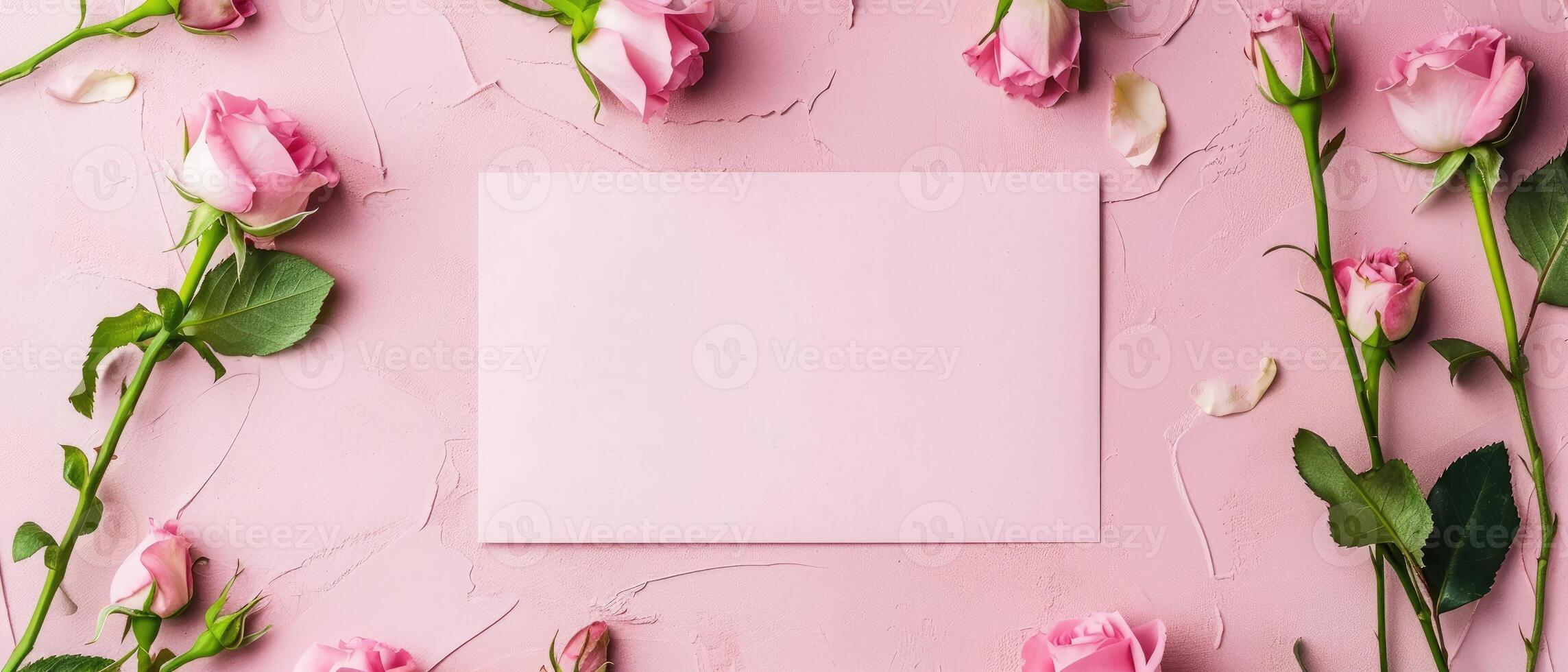 AI generated Versatile greeting card template suitable for Valentine's Day, weddings, or any celebration, Ai Generated. photo