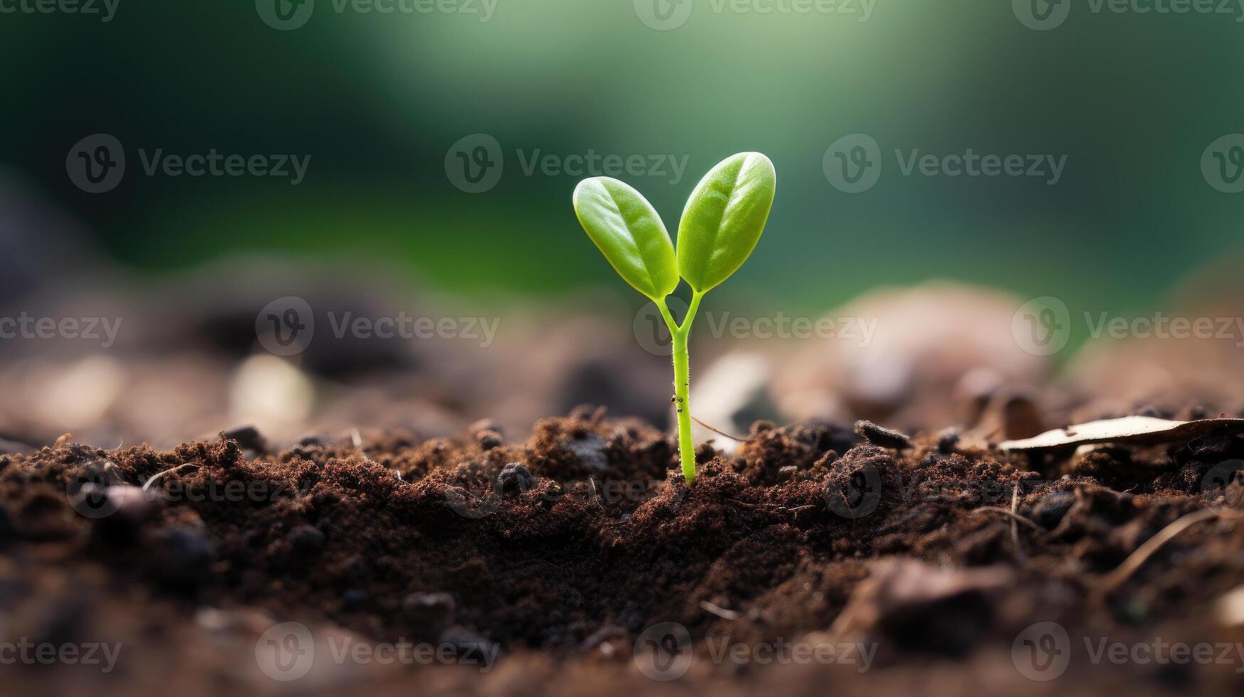 AI generated A small green sprout breaks through the ground, symbolizing the beginning of new life and growth. Ai Generated. photo